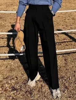 Online OUKU Men's Graduation Dress Pants Trousers Chinos Slacks Pocket Straight Leg Plain Comfort Formal Party Work Fashion Classic Style Black Khaki Micro-elastic