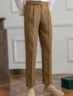 OUKU Men's Graduation Dress Pants Trousers Chinos Buttons Pocket Plain Comfort Formal Party Work Fashion Classic Style Black Khaki Micro-elastic