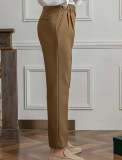 OUKU Men's Graduation Dress Pants Trousers Chinos Buttons Pocket Plain Comfort Formal Party Work Fashion Classic Style Black Khaki Micro-elastic