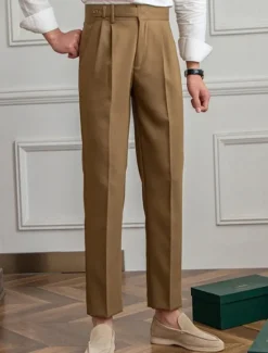 OUKU Men's Graduation Dress Pants Trousers Chinos Buttons Pocket Plain Comfort Formal Party Work Fashion Classic Style Black Khaki Micro-elastic