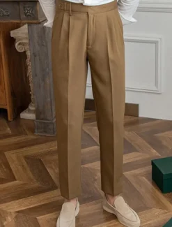 OUKU Men's Graduation Dress Pants Trousers Chinos Buttons Pocket Plain Comfort Formal Party Work Fashion Classic Style Black Khaki Micro-elastic