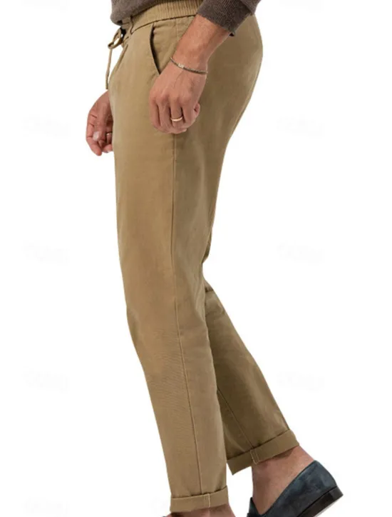 Clearance OUKU Men's Graduation Dress Pants Trousers Slacks Summer Pants Pocket Drawstring Elastic Waist Plain Comfort Breathable Vacation Holiday Casual Gray Green ArmyGreen