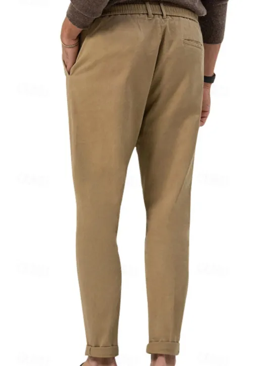 Clearance OUKU Men's Graduation Dress Pants Trousers Slacks Summer Pants Pocket Drawstring Elastic Waist Plain Comfort Breathable Vacation Holiday Casual Gray Green ArmyGreen