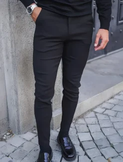 Best OUKU Men's Graduation Dress Pants Tapered pants Trousers Chinos Buttons Pocket Plain Comfort Formal Work Business Fashion Classic Style Black Dark Blue Micro-elastic