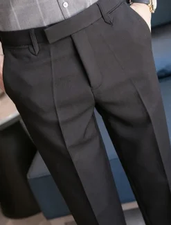 New OUKU Men's Graduation Dress Pants Trousers Chinos Buttons Pocket Solid Color Comfort Formal Party Work Fashion Classic Style Black Coffee Micro-elastic