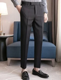 New OUKU Men's Graduation Dress Pants Trousers Chinos Buttons Pocket Solid Color Comfort Formal Party Work Fashion Classic Style Black Coffee Micro-elastic