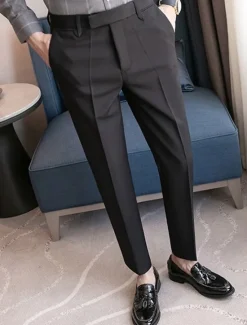 New OUKU Men's Graduation Dress Pants Trousers Chinos Buttons Pocket Solid Color Comfort Formal Party Work Fashion Classic Style Black Coffee Micro-elastic