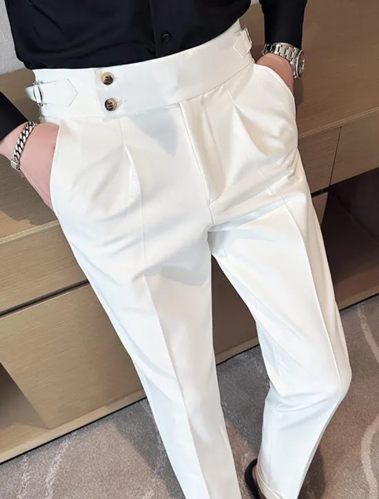 Discount OUKU Men's Graduation Dress Pants Trousers Suit Pants Gurkha Pants Pocket Plain Comfort Breathable Outdoor Daily Going out Fashion Casual Black White