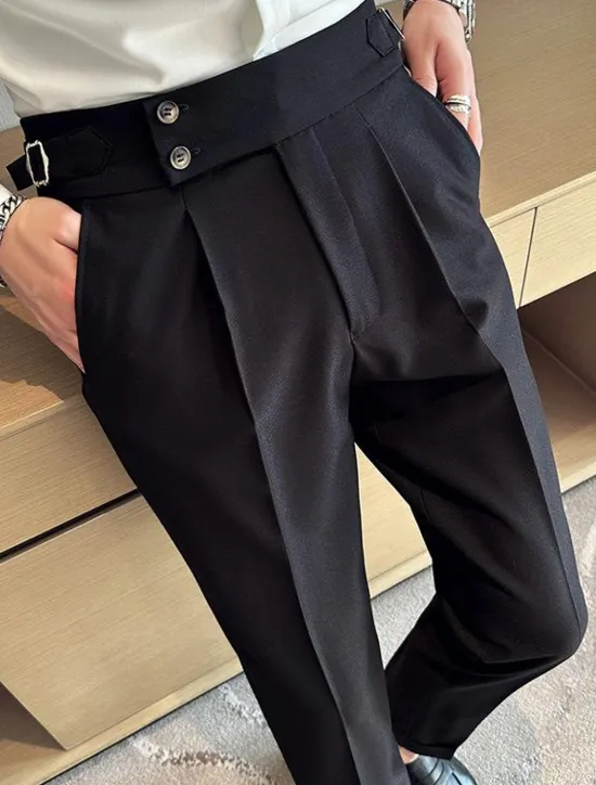 Discount OUKU Men's Graduation Dress Pants Trousers Suit Pants Gurkha Pants Pocket Plain Comfort Breathable Outdoor Daily Going out Fashion Casual Black White