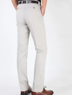 Best OUKU Men's Graduation Dress Pants Trousers Chinos Buttons Pocket Plain Comfort Formal Party Work Fashion Classic Style Dark Khaki Light Khaki Micro-elastic