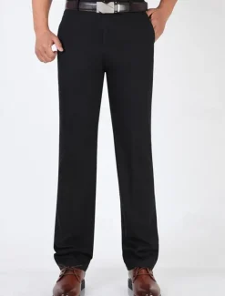 Best OUKU Men's Graduation Dress Pants Trousers Chinos Buttons Pocket Plain Comfort Formal Party Work Fashion Classic Style Dark Khaki Light Khaki Micro-elastic