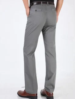 Best OUKU Men's Graduation Dress Pants Trousers Chinos Buttons Pocket Plain Comfort Formal Party Work Fashion Classic Style Dark Khaki Light Khaki Micro-elastic