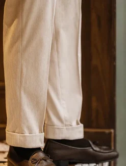Sale OUKU Men's Graduation Dress Pants Corduroy Pants Trousers Casual Pants Front Pocket Straight Leg Plain Comfort Wearable Business Daily Holiday Fashion Chic & Modern White Brown