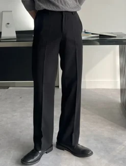 Best OUKU Men's Graduation Dress Pants Trousers Chinos Slacks Buttons Pocket Straight Leg Plain Comfort Formal Party Work Fashion Classic Style Black Dark Gray Micro-elastic