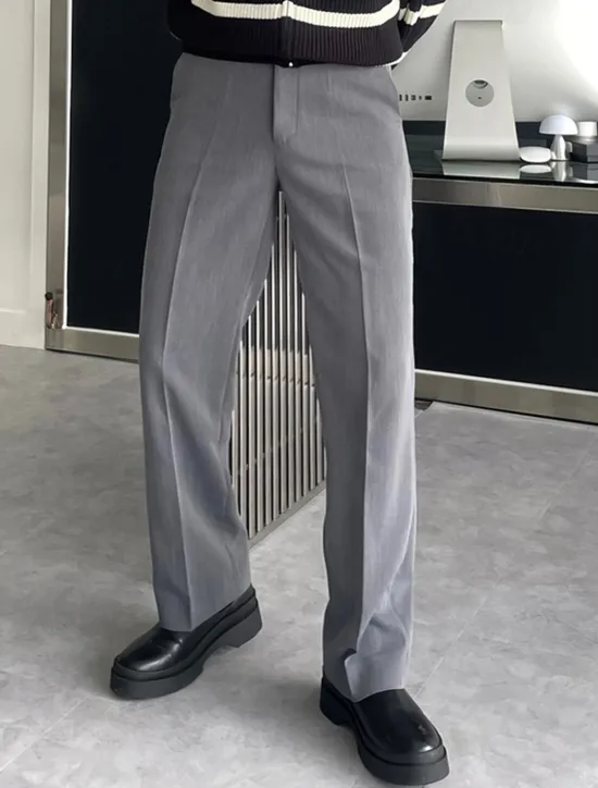 Best OUKU Men's Graduation Dress Pants Trousers Chinos Slacks Buttons Pocket Straight Leg Plain Comfort Formal Party Work Fashion Classic Style Black Dark Gray Micro-elastic