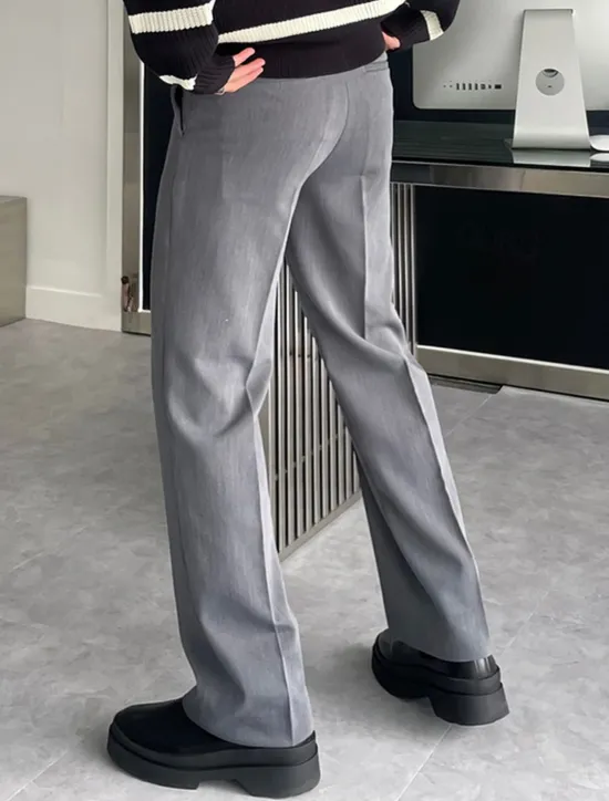 Best OUKU Men's Graduation Dress Pants Trousers Chinos Slacks Buttons Pocket Straight Leg Plain Comfort Formal Party Work Fashion Classic Style Black Dark Gray Micro-elastic