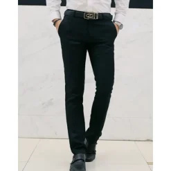 Outlet OUKU Men's Graduation Dress Pants Trousers Chino Pants Suit Pants Zipper Plain Ankle-Length Wedding Party Work Fashion Business Lake blue Black Micro-elastic