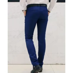 Outlet OUKU Men's Graduation Dress Pants Trousers Chino Pants Suit Pants Zipper Plain Ankle-Length Wedding Party Work Fashion Business Lake blue Black Micro-elastic