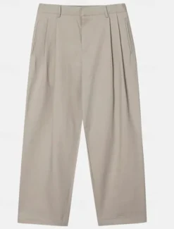OUKU Men's Graduation Dress Pants Trousers Chinos Slacks Buttons Pocket Straight Leg Plain Comfort Formal Party Work Fashion Classic Style Micro-elastic Apricot