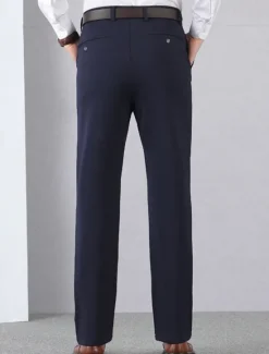 Outlet OUKU Men's Graduation Dress Pants Trousers Chinos Buttons Pocket Solid Color Comfort Formal Party Work Fashion Classic Style Black Wine Micro-elastic