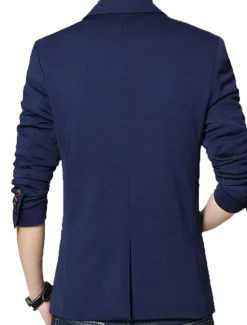 Best OUKU Men's Graduation Jacket Blazer Wedding Business Warm Breathable Pocket Classic Spring Fall Color Block Business Casual Turndown Thick Regular Regular Fit Light Blue Black Wine Navy Blue Khaki Jacket