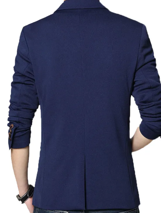 Best OUKU Men's Graduation Jacket Blazer Wedding Business Warm Breathable Pocket Classic Spring Fall Color Block Business Casual Turndown Thick Regular Regular Fit Light Blue Black Wine Navy Blue Khaki Jacket