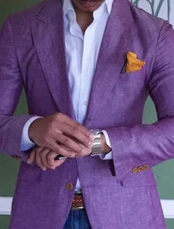 New OUKU Men's Graduation Linen Blazer Blazer Business Cocktail Party Wedding Party Fashion Casual Spring Autumn / Fall Linen Cotton Blend Plain Pocket Buttons Comfortable Single Breasted One-button Blazer