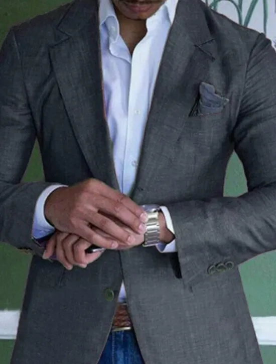 New OUKU Men's Graduation Linen Blazer Blazer Business Cocktail Party Wedding Party Fashion Casual Spring Autumn / Fall Linen Cotton Blend Plain Pocket Buttons Comfortable Single Breasted One-button Blazer