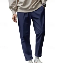 Discount OUKU Men's Graduation Trousers Casual Pants Pocket Drawstring Elastic Waist Plain Comfort Sports Outdoor Daily Fashion Casual Black White Micro-elastic