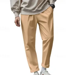 Discount OUKU Men's Graduation Trousers Casual Pants Pocket Drawstring Elastic Waist Plain Comfort Sports Outdoor Daily Fashion Casual Black White Micro-elastic