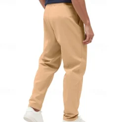 Discount OUKU Men's Graduation Trousers Casual Pants Pocket Drawstring Elastic Waist Plain Comfort Sports Outdoor Daily Fashion Casual Black White Micro-elastic