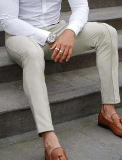 Discount OUKU Men's Graduation Trousers Chinos Chino Pants Pocket Plain Comfort Breathable Office Daily Casual Black Red
