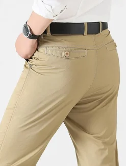 Clearance OUKU Men's Graduation Trousers Chinos Chino Pants Pocket Plain Comfort Breathable Outdoor Daily Going out Fashion Casual Black Khaki