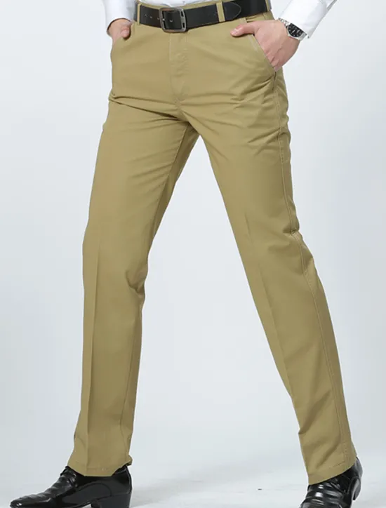 Hot OUKU Men's Graduation Trousers Chinos Chino Pants Pocket Straight Leg Plain Comfort Breathable Outdoor Daily Going out Fashion Casual Dark Khaki Black