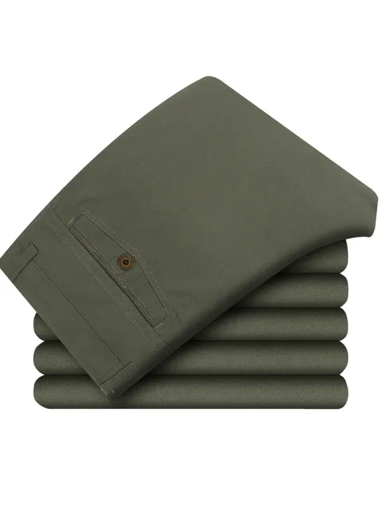 Hot OUKU Men's Graduation Trousers Chinos Chino Pants Pocket Straight Leg Plain Comfort Breathable Outdoor Daily Going out Fashion Casual Dark Khaki Black