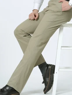 Hot OUKU Men's Graduation Trousers Chinos Chino Pants Pocket Straight Leg Plain Comfort Breathable Outdoor Daily Going out Fashion Casual Dark Khaki Black