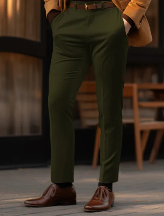 Clearance OUKU Men's Graduation Trousers Chinos Casual Pants Front Pocket Plain Comfort Business Daily Holiday Fashion Chic & Modern Blue Dark Green