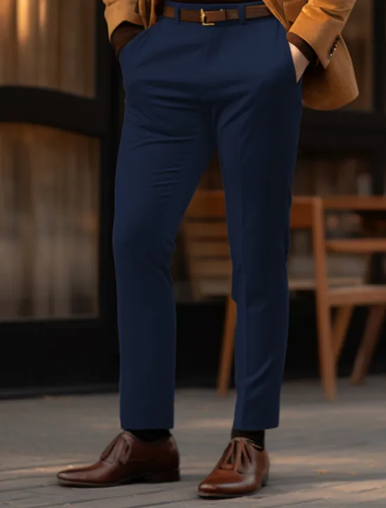 Clearance OUKU Men's Graduation Trousers Chinos Casual Pants Front Pocket Plain Comfort Business Daily Holiday Fashion Chic & Modern Blue Dark Green
