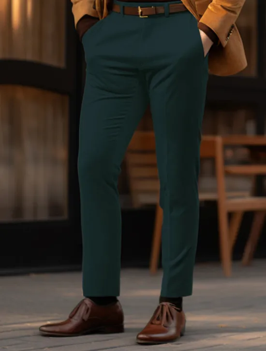 Clearance OUKU Men's Graduation Trousers Chinos Casual Pants Front Pocket Plain Comfort Business Daily Holiday Fashion Chic & Modern Blue Dark Green