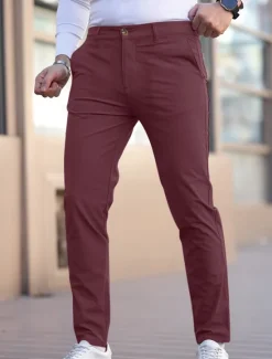 Online OUKU Men's Graduation Trousers Chinos Slacks Casual Pants Buttons Pocket Plain Comfort Formal Party Work Fashion Classic Style Denim Blue Black 1# Micro-elastic
