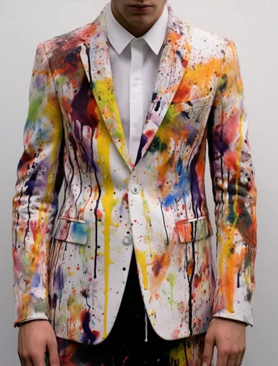 Clearance OUKU Men's Graffiti Long Sleeve Turndown Business Artistic Work Wear to work Going out Buttons Print Multi Pocket