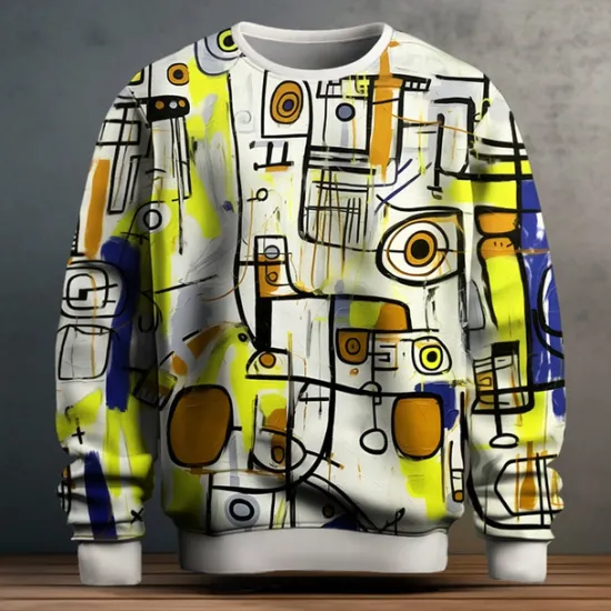 OUKU Men's Graffiti Sweatshirts Sweatshirt Pullover Long Sleeve Sweatshirt Crew Neck Fashion Daily Casual 3D Print Going out Streetwear 3D Print Spring & Fall