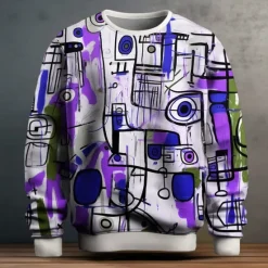 OUKU Men's Graffiti Sweatshirts Sweatshirt Pullover Long Sleeve Sweatshirt Crew Neck Fashion Daily Casual 3D Print Going out Streetwear 3D Print Spring & Fall