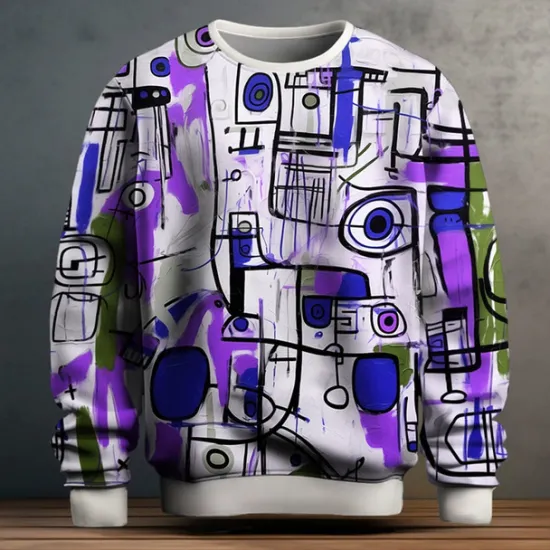 OUKU Men's Graffiti Sweatshirts Sweatshirt Pullover Long Sleeve Sweatshirt Crew Neck Fashion Daily Casual 3D Print Going out Streetwear 3D Print Spring & Fall