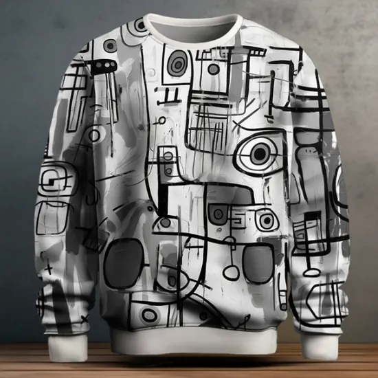 OUKU Men's Graffiti Sweatshirts Sweatshirt Pullover Long Sleeve Sweatshirt Crew Neck Fashion Daily Casual 3D Print Going out Streetwear 3D Print Spring & Fall