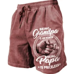 New OUKU Men's Grandpa Being A PaPa Is Priceless Shorts Summer Shorts Beach Shorts Mid Waist Streetwear Hawaiian Designer Casual Daily Holiday Drawstring Elastic Waist 3D Print Designer Clothing Apparel