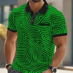 Outlet OUKU Men's Graphic Abstract Polo Short Sleeve Polo Shirts Collared Shirts Business Casual Outdoor Athleisure Daily Wear Buttons 3D Print Summer White Blue Orange