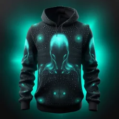 Discount OUKU Men's Graphic Alien Technology Hoodie Hoodies Sweatshirt Fashion Daily Long Sleeve Hooded Vacation Sports Outdoor Holiday Red Blue Print Front Pocket Spring & Fall Designer