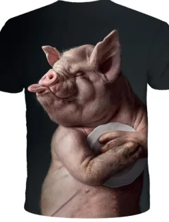 Outlet OUKU Men's Graphic Animal 3D Pig T Shirt Tee Funny T Shirts Short Sleeve T shirt 3D Print Round Neck Shirt Streetwear Exaggerated Cool Vacation Daily Holiday Clothing Apparel Plus Size S M L XL Rainbow