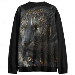 Sale OUKU Men's Graphic Animal Dark Sweatshirts Golf Pullover Sweatshirt Long Sleeve Sweatshirt Hooded Vacation Cool Daily Print Vacation Sports Outdoor Going out Printing Winter Spring & Fall Black